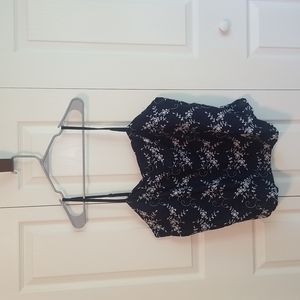 Blue White Floral Embroidered Tank Top - Zipper Back - NWT